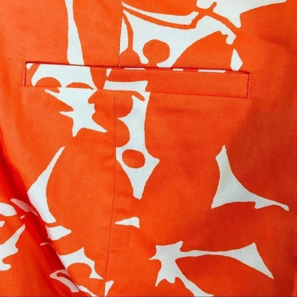ANN TAYLOR | Carnegie Crop Orange and White Floral Cotton Spandex Pants Size 10 - Picture 6 of 10